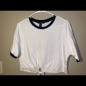 WHITE & BLACK CROPPED TIED TOP